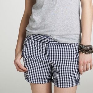 J. Crew Navy Gingham Brigitte Shorts
